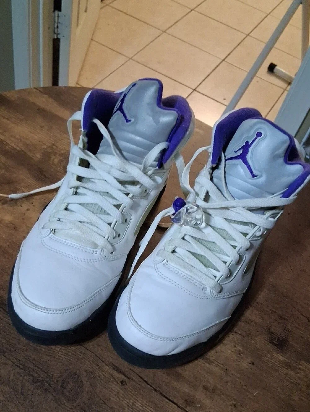 Jordan Men’s White and Purple Basketball High-Tops
